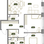 Layout picture Apartment with 3 bedrooms 92.1 m2 in complex West Garden