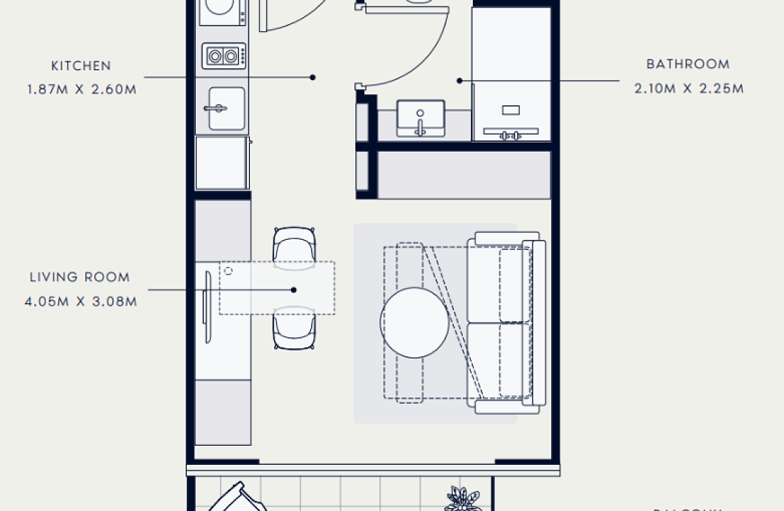 Flat 30.9 m2 in complex Azizi Venice