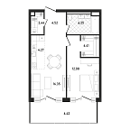 Layout picture Apartment with 2 bedrooms 58.74 m2 in complex Republic