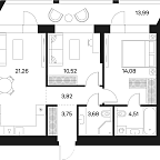 Layout picture Apartment with 2 bedrooms 68.45 m2 in complex Forst