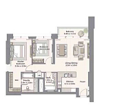 Layout Flat 132.8 m2 in complex Harbour Views Apartments