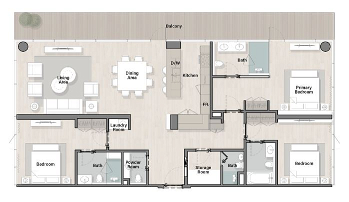 Layout picture 3-br from 2046 sqft
