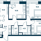 Layout picture Apartment with 3 bedrooms 80.2 m2 in complex Soul