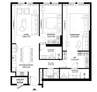 Layout Flat 136.5 m2 in complex Mag 330