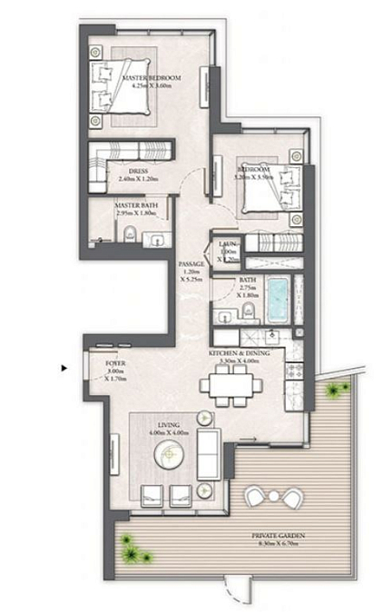 Layout picture 2-br from 1110 sqft Photo 3