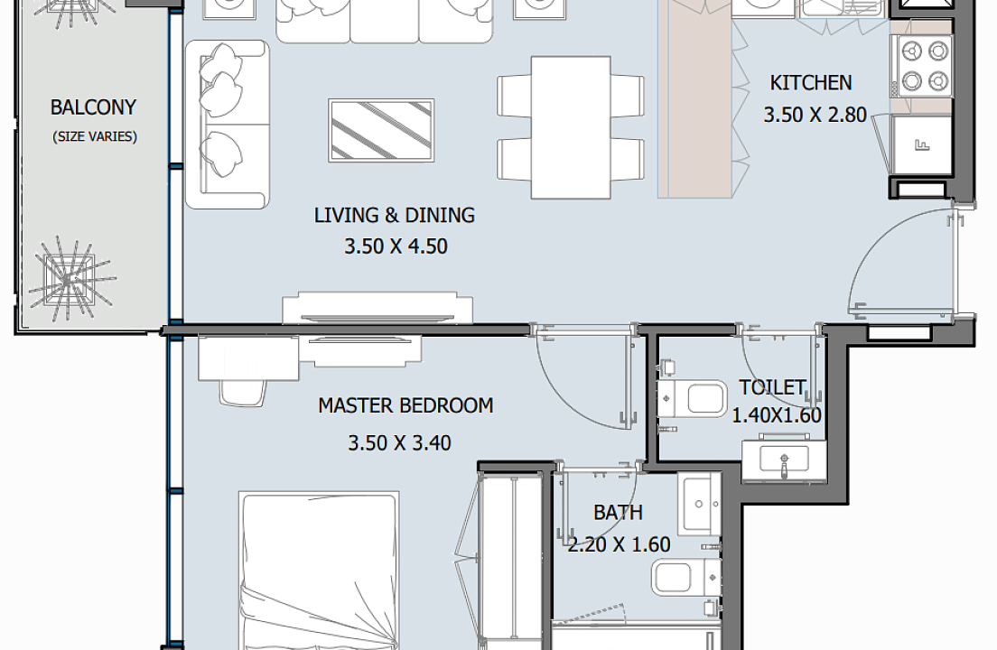 Flat 53.5 m2 in complex Royal Park