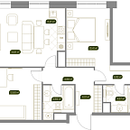 Layout picture Apartment with 3 bedrooms 70.3 m2 in complex West Garden