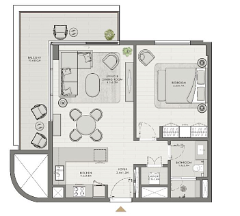 Layout Flat 69.3 m2 in complex Oceanz