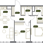 Layout picture Apartment with 3 bedrooms 73 m2 in complex West Garden