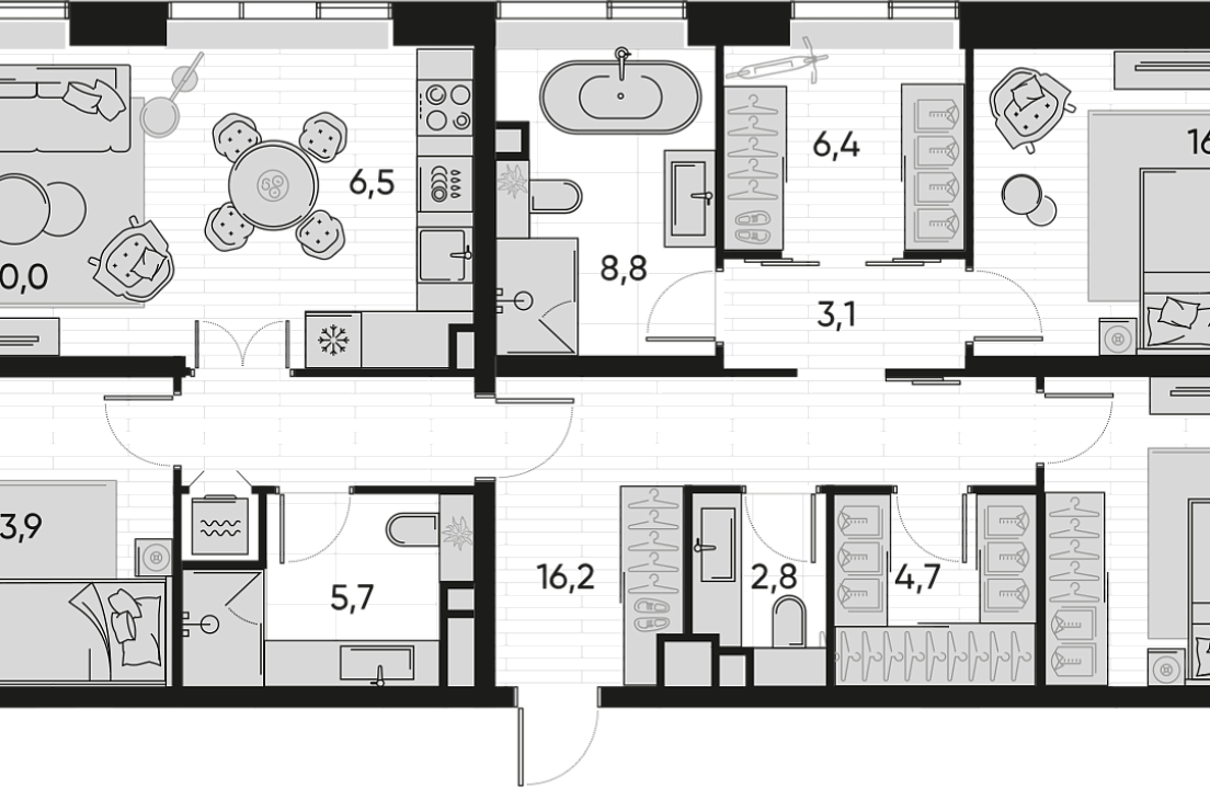 Apartment with 3 bedrooms 118.2 m2 in complex Pride