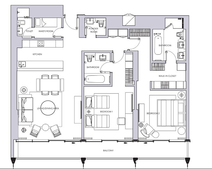 Layout picture 2-br from 1683 sqft