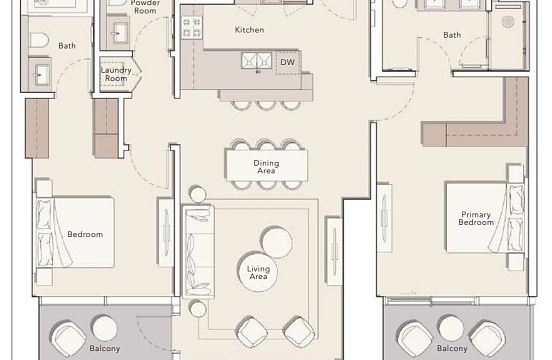 Layout Flat 135.8 m2 in complex One River Point