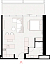 Layout picture 1-rooms flat 44 m2 in complex Upside