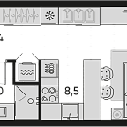 Layout picture Apartment with 1 bedroom 32.1 m2 in complex Pride