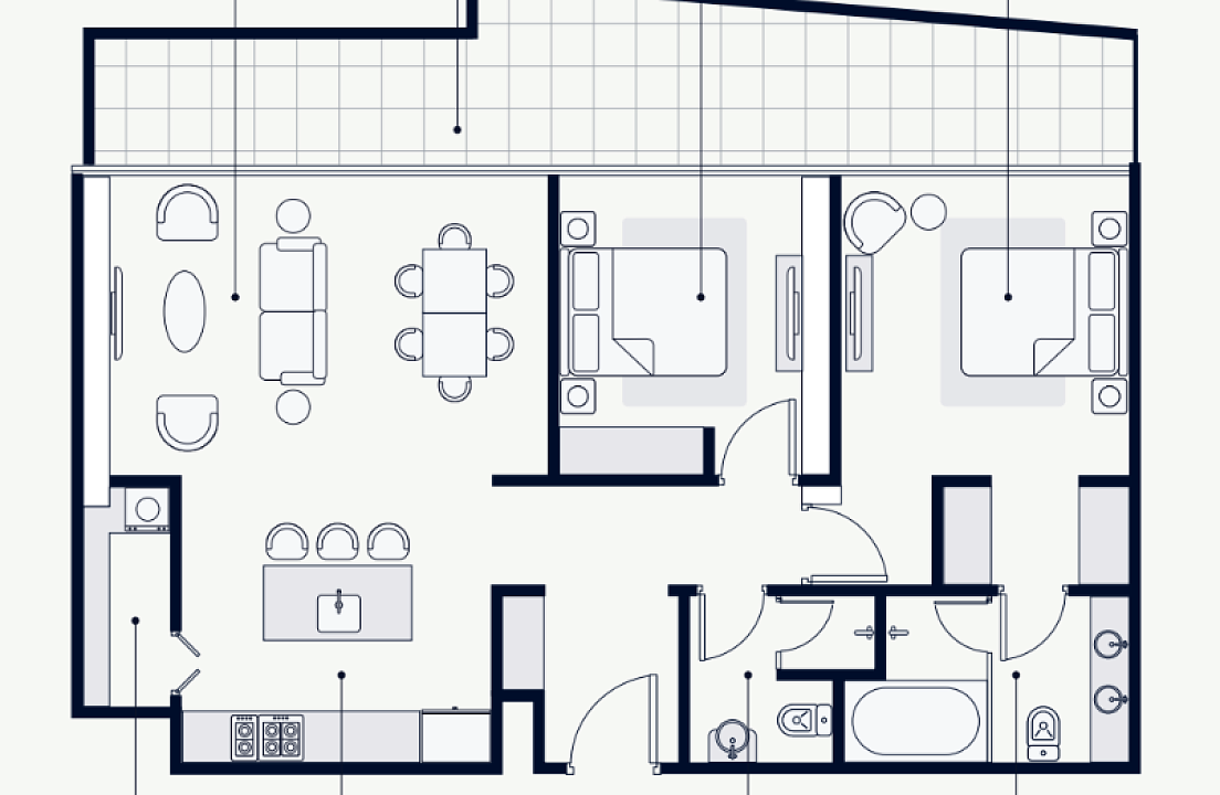 Flat 117.7 m2 in complex Azizi Riviera