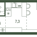 Layout picture Apartment with 1 bedroom 26.5 m2 in complex Moments