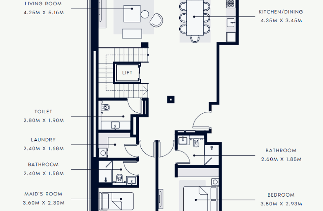 Flat 432.6 m2 in complex Azizi Riviera