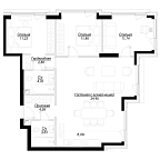 Layout picture Apartment with 3 bedrooms 91.24 m2 in complex Hide