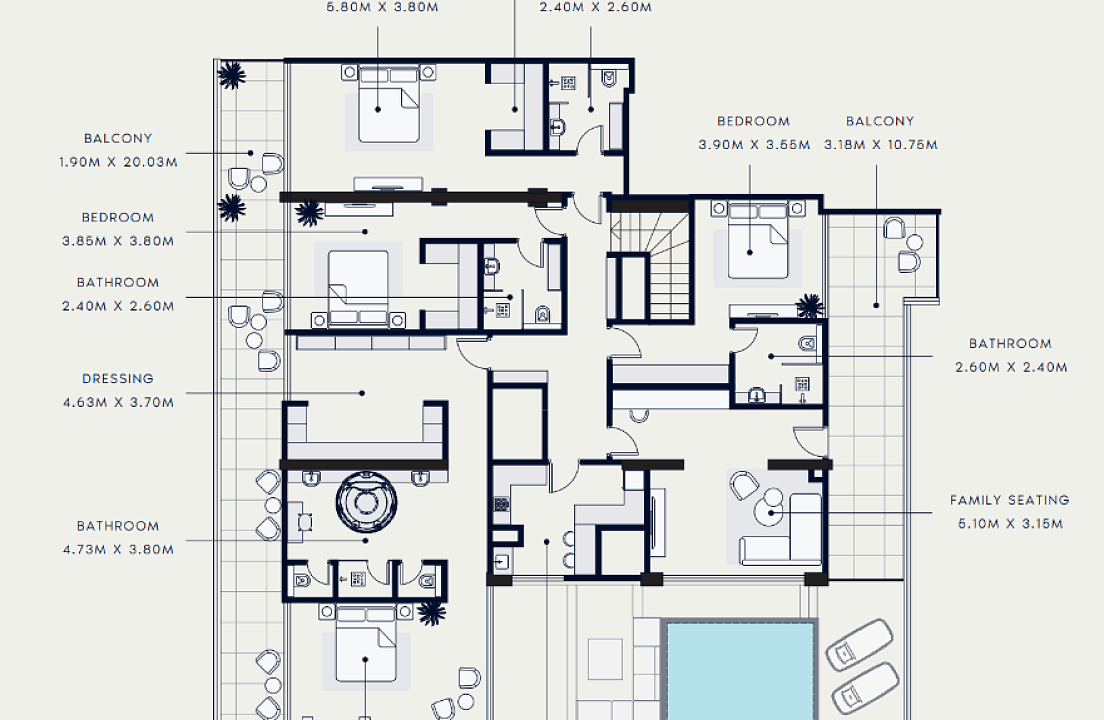 Flat 652.9 m2 in complex Azizi Riviera