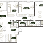 Layout picture Apartment with 4 bedrooms 172.9 m2 in complex Sobraniye klubnykh domov West Garden