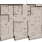 Layout picture Apartment with 2 bedrooms 85.6 m2 in complex High Life