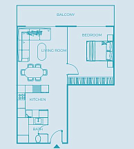 Layout Flat 76.5 m2 in complex Luma 22