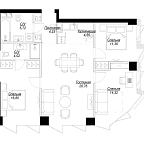 Layout picture Apartment with 3 bedrooms 87.76 m2 in complex Famous