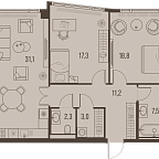 Layout picture Apartment with 2 bedrooms 91.2 m2 in complex High Life