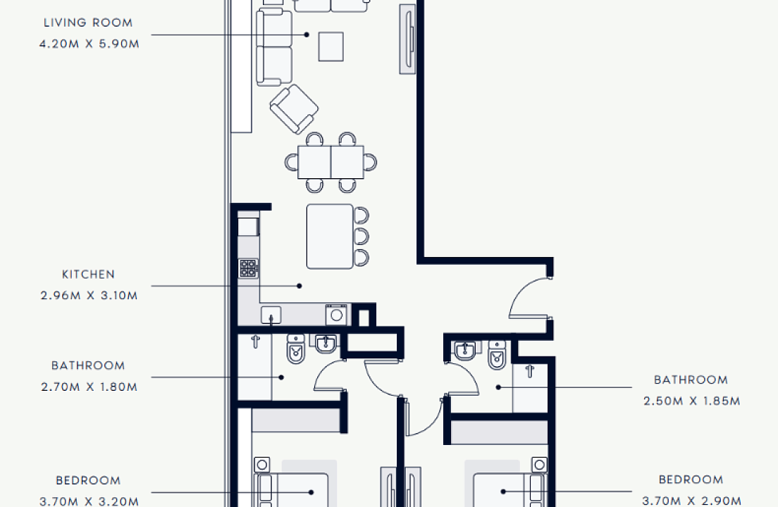 Flat 113.5 m2 in complex Azizi Riviera