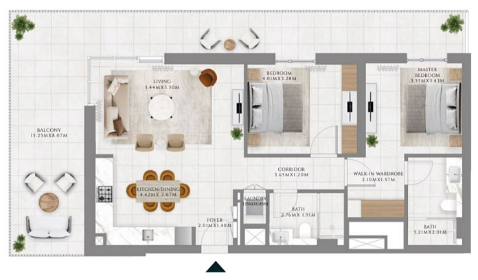 Layout picture 2-br from 923 sqft