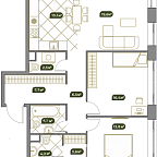 Layout picture Apartment with 3 bedrooms 92.2 m2 in complex West Garden