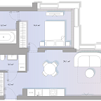 Layout picture Apartments with 1 bedroom 53.2 m2 in complex Lumin House