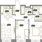 Layout picture Apartment with 3 bedrooms 69.1 m2 in complex West Garden