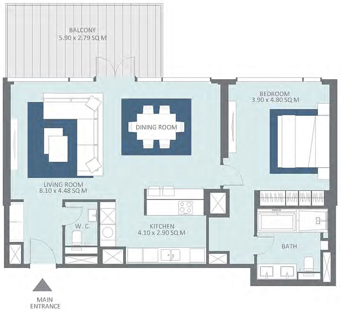 Layout picture 1-br from 800 sqft