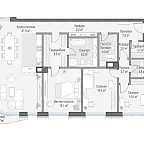 Layout picture Apartment with 3 bedrooms 152.4 m2 in complex Lavrushinsky