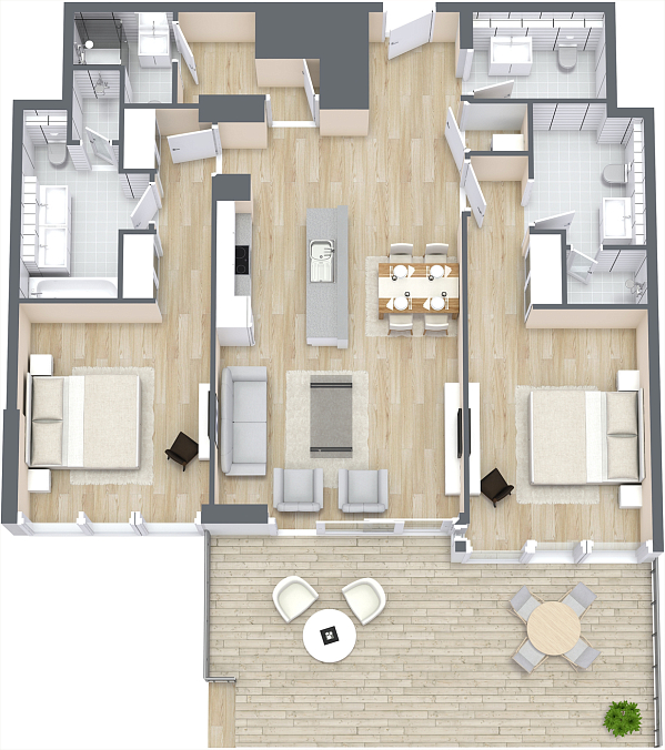 Layout picture 2-br from 1370 sqft Photo 3