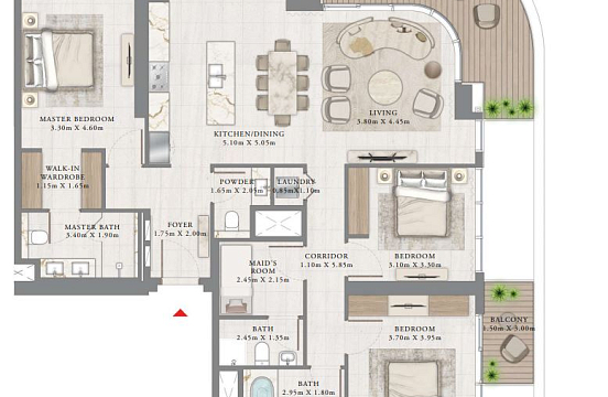 Layout Flat 166.3 m2 in complex Seapoint