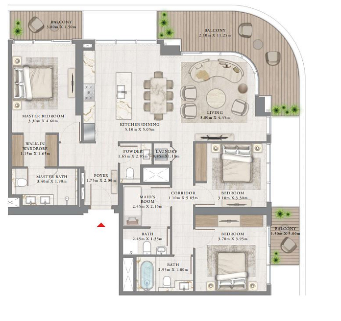 Layout picture 3-br from 1828 sqft