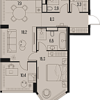 Layout picture Apartment with 2 bedrooms 73.8 m2 in complex High Life