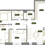 Layout picture Apartment with 4 bedrooms 91.6 m2 in complex West Garden