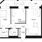 Layout picture Apartment with 2 bedrooms 77.12 m2 in complex Forst