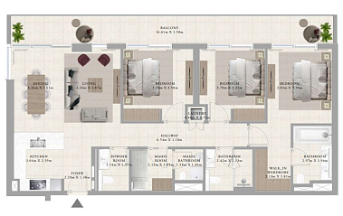Layout Flat 145.4 m2 in complex Club Drive