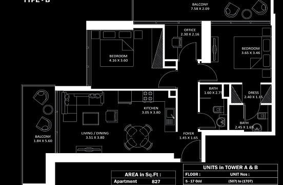 Layout Flat 118.9 m2 in complex Elitz 3