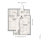 Layout picture Apartment with 1 bedroom 42.7 m2 in complex Stories