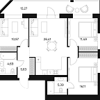 Layout picture Apartment with 3 bedrooms 88.8 m2 in complex Forst