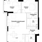 Layout picture Apartment with 2 bedrooms 71.62 m2 in complex Hide