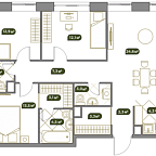 Layout picture Apartment with 4 bedrooms 95.8 m2 in complex Sobraniye klubnykh domov West Garden