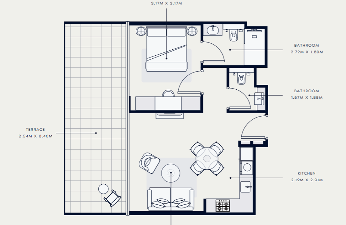 Flat 74.2 m2 in complex Azizi Venice