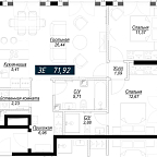 Layout picture Apartment with 1 bedroom 75.79 m2 in complex Klubnyj dom Noble
