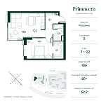 Layout picture Apartment with 1 bedroom 52.7 m2 in complex Primavera